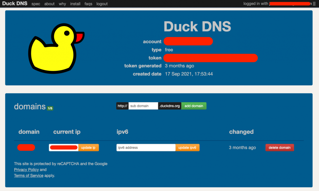 DuckDNS subdomain setup